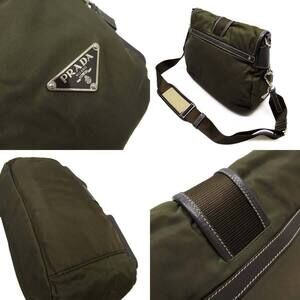 Prada Logo Crossbody Green Dark Black Triangle Brown Khaki Bag Shoulder Leather